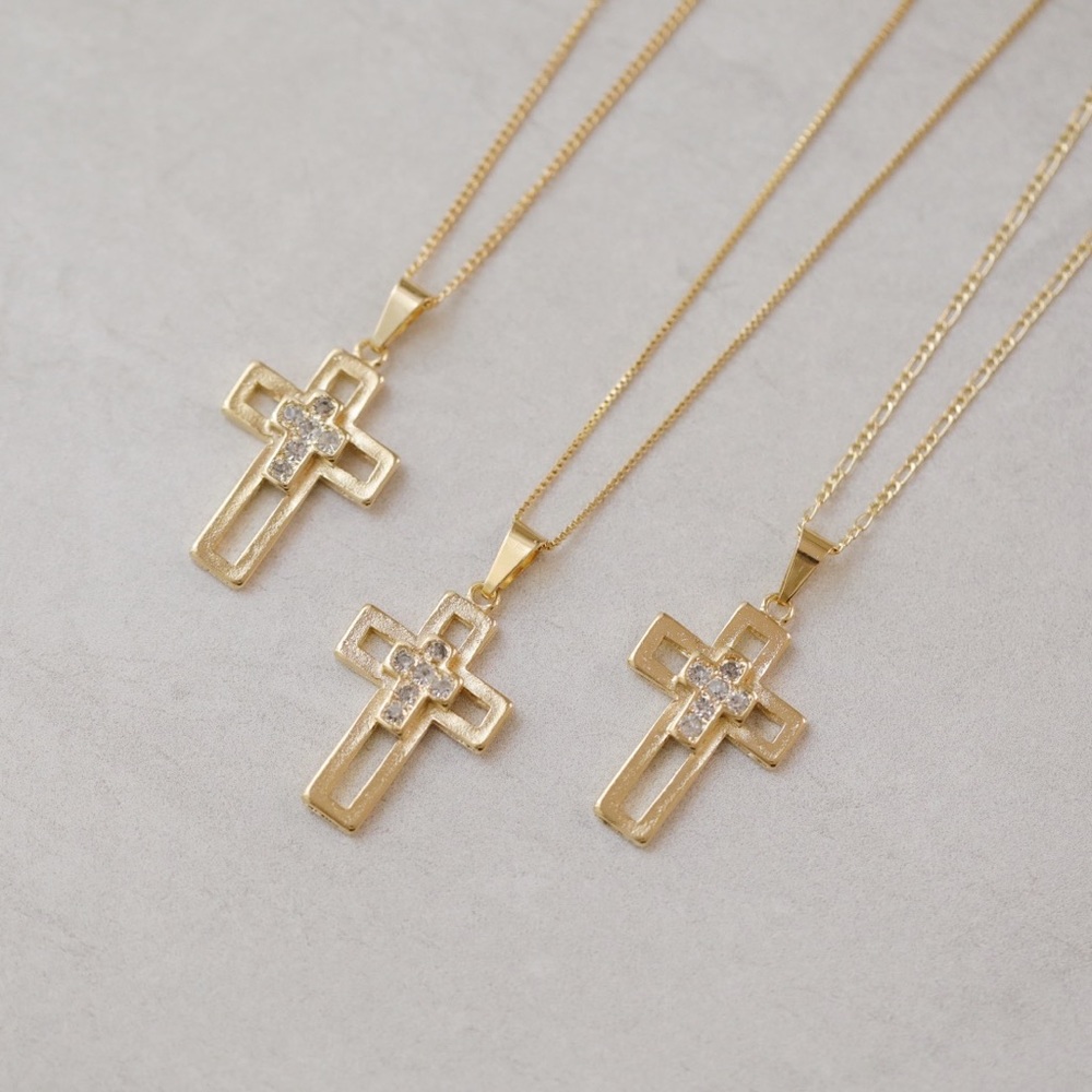 CZ Cross Necklace | 18k Gold Filled - Picture 4 of 6